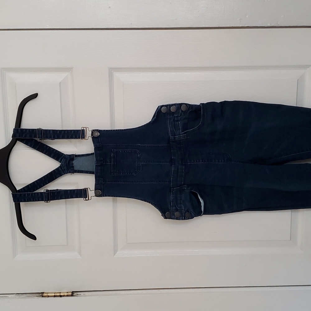 Slim fit, distressed denim overalls, NWOT